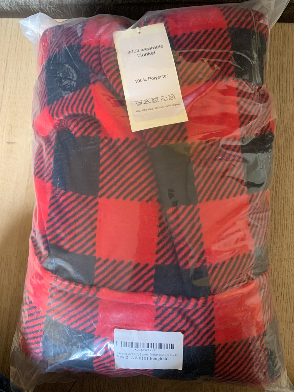 Red & Black Buffalo Plaid Wearable Blanket